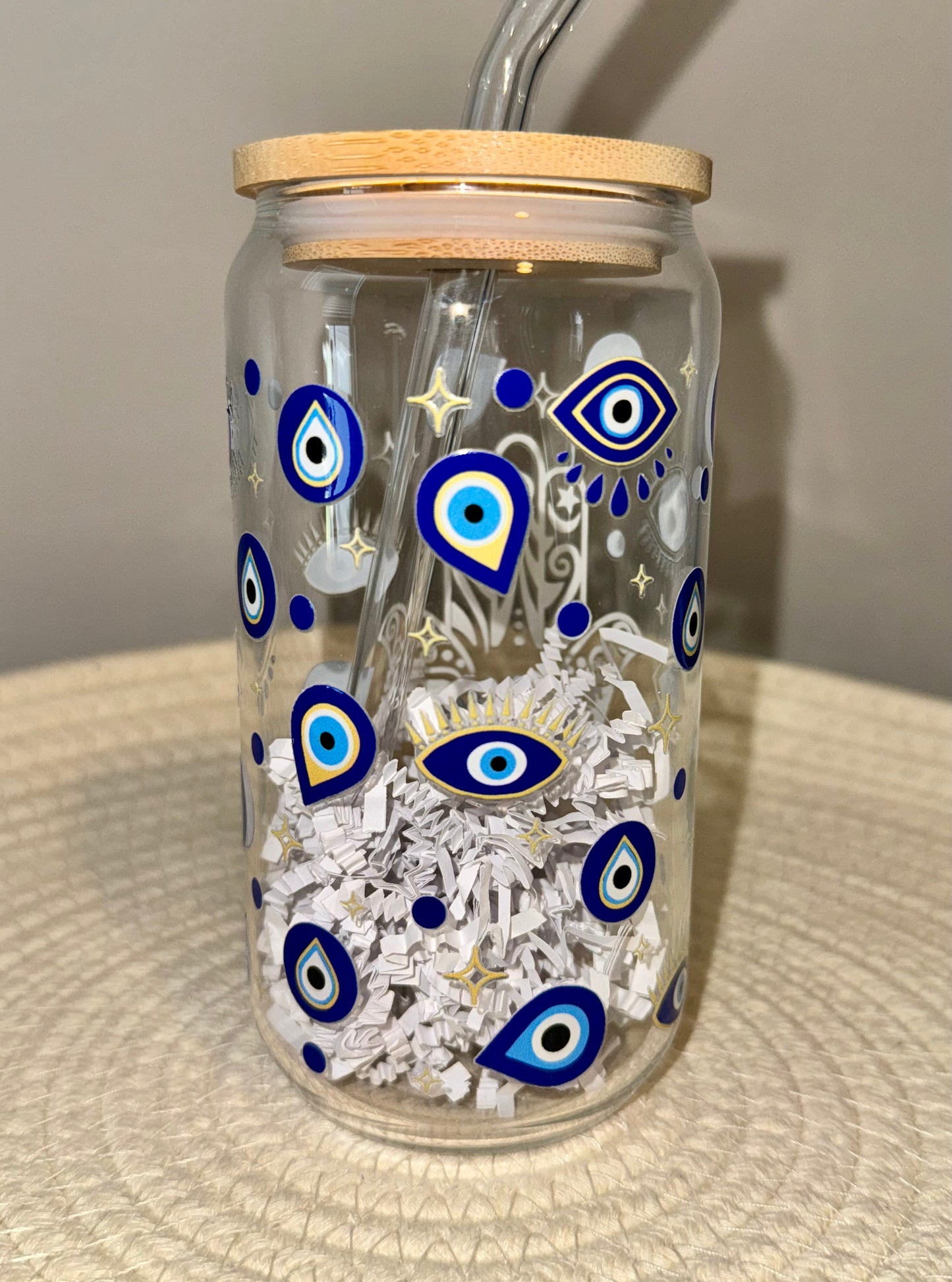 Evil Eye Glass Cup 16 oz