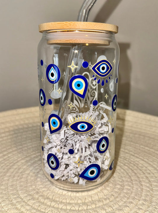 Evil Eye Glass Cup 16 oz
