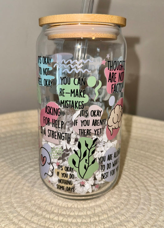 Mental Health Matters Glass Cup 16 oz