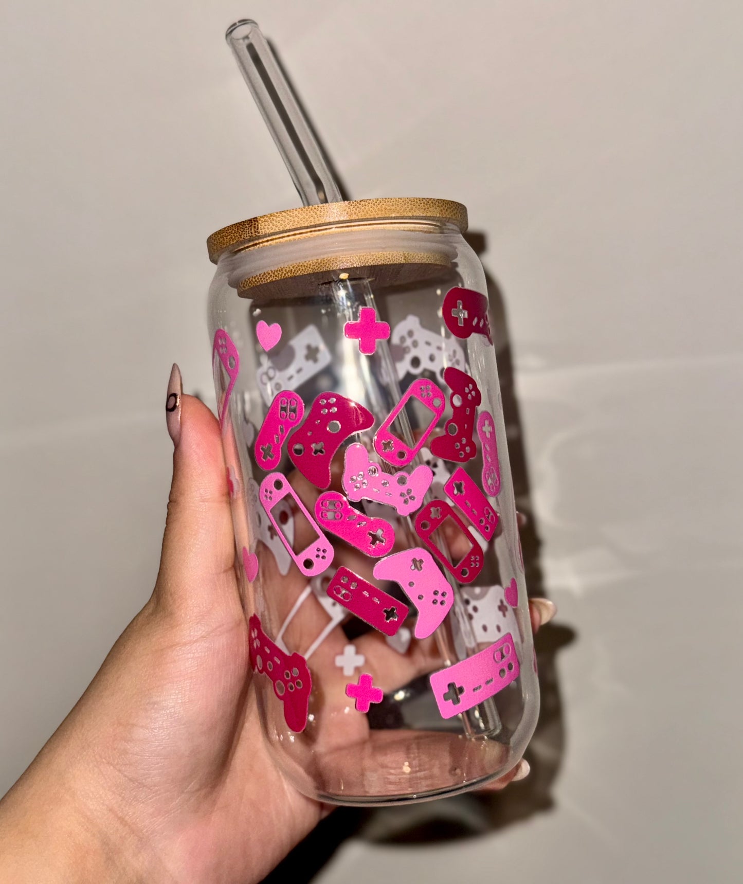 Gamer Girl Valentine Glass Cup 16 oz