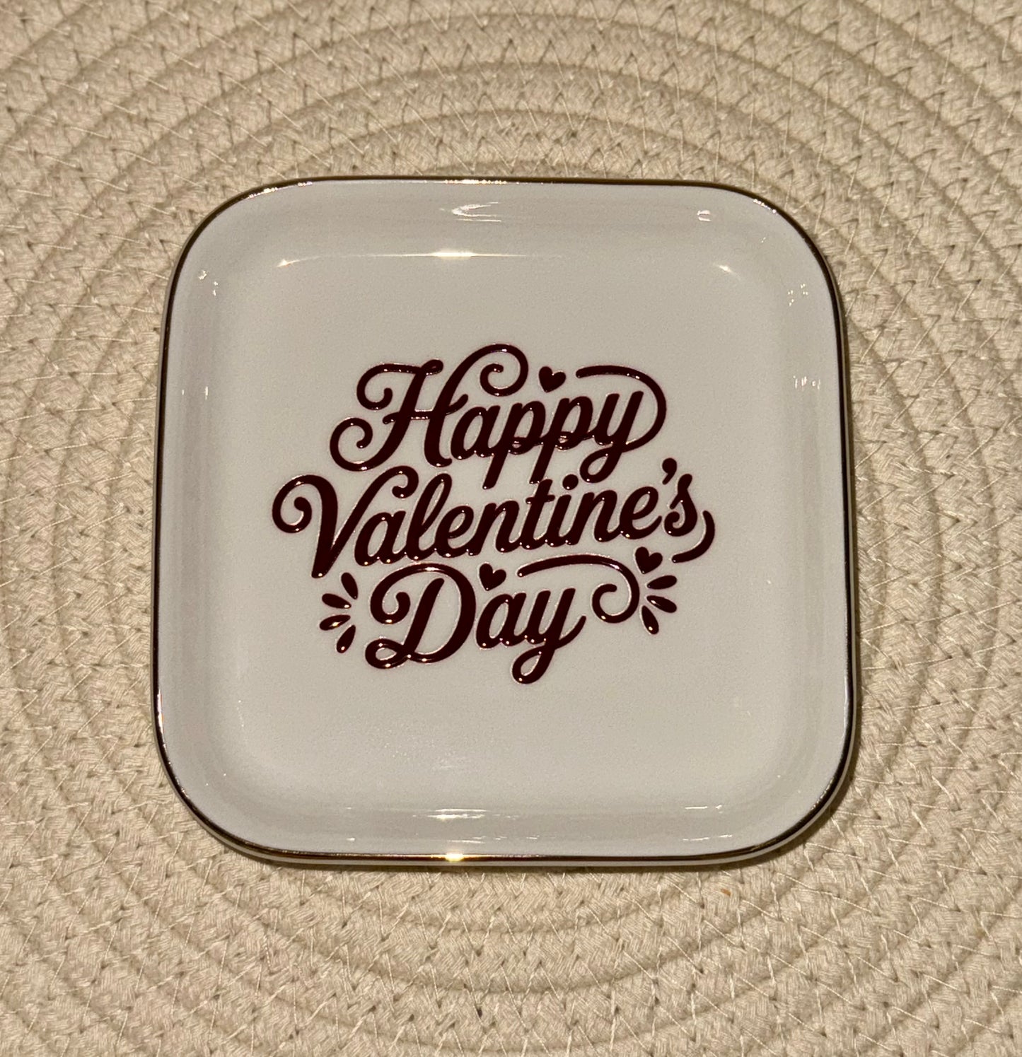 Happy V-Day Square Jewelry Dish