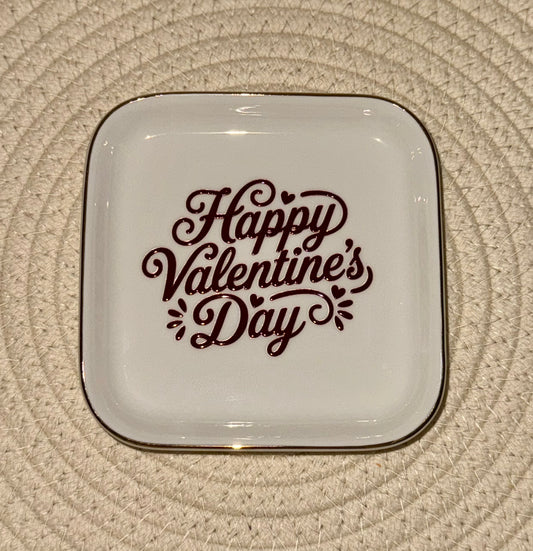 Happy V-Day Square Jewelry Dish