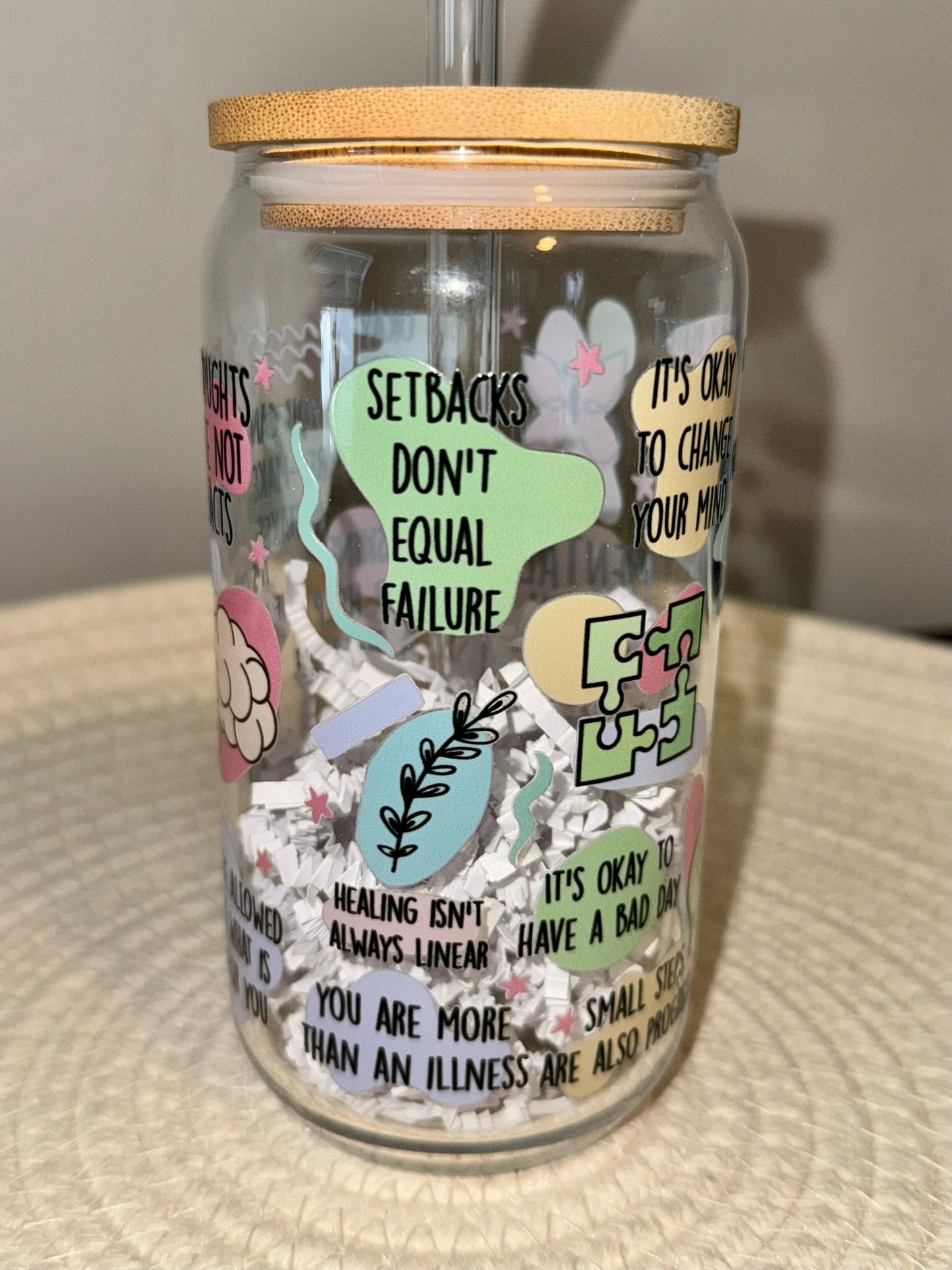 Mental Health Matters Glass Cup 16 oz