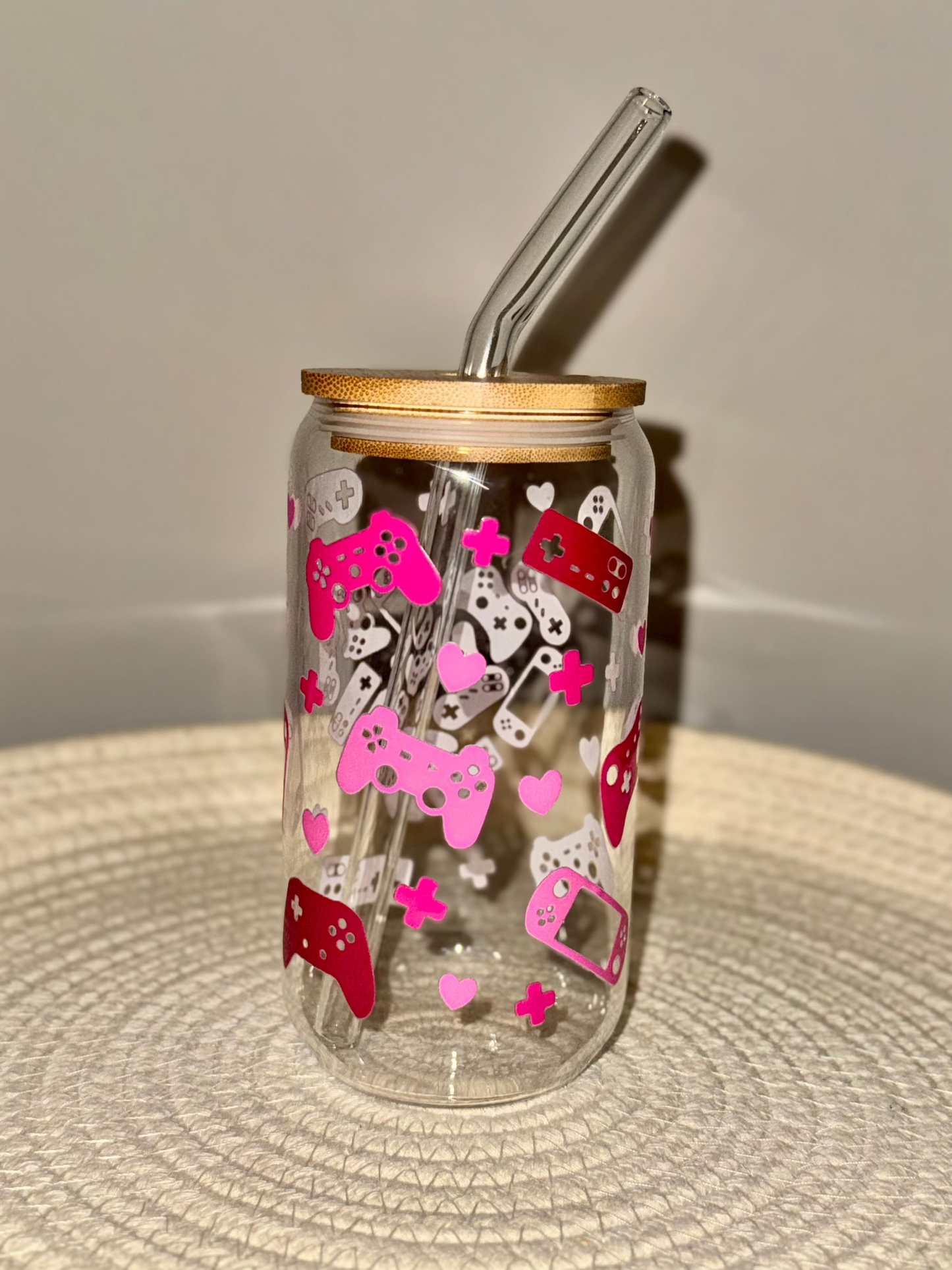 Gamer Girl Valentine Glass Cup 16 oz