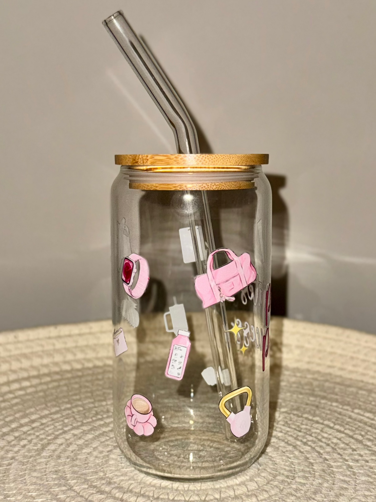 Pilates Princess Glass Cup 16 oz