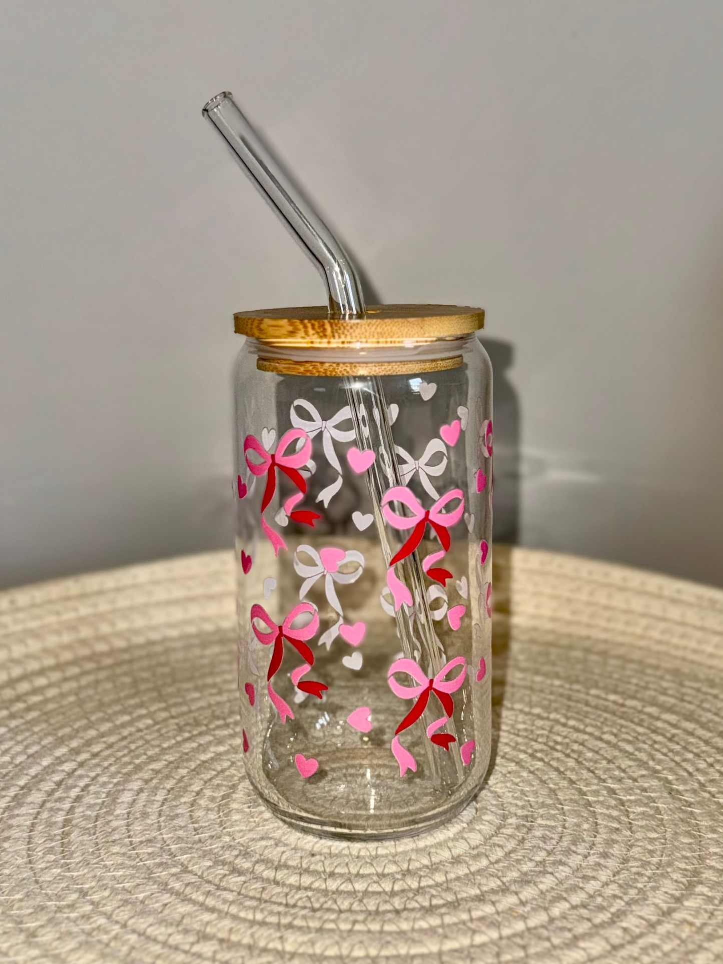 Sweetheart Bow Glass Cup 16 oz