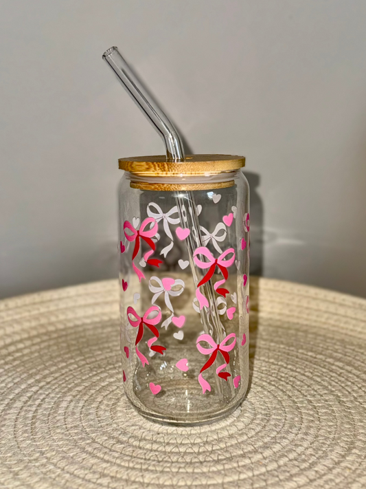 Sweetheart Bow Glass Cup 16 oz